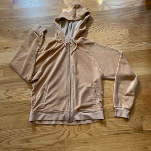 Retro corduroy tan hooded zippered jacket